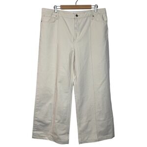 MNG Denim Mango Ivory Off-White Wide Leg Jeans US 14 EU 46 Scandinavian Style